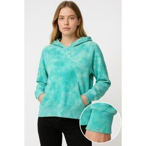 LoveShackFancy Hoodie “Addison” O/S Cabana Teal Cotton Tie Dye NWT